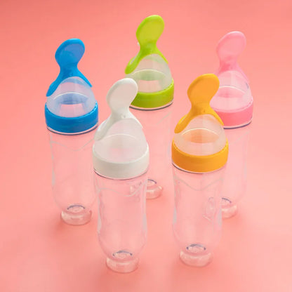 5pcs Silicone Squeezing Feeding Bottle